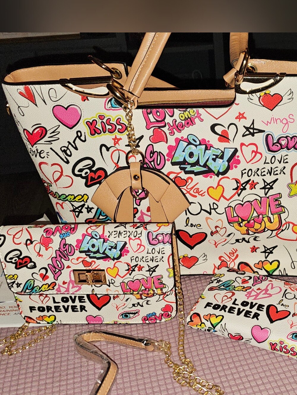 Large Tote 3 Pc Set Grafitti